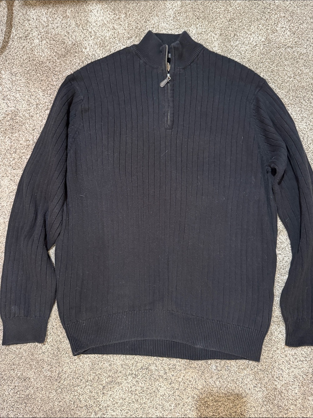 GH Bass Black Ribbed Half-Zip Sweater XXL
